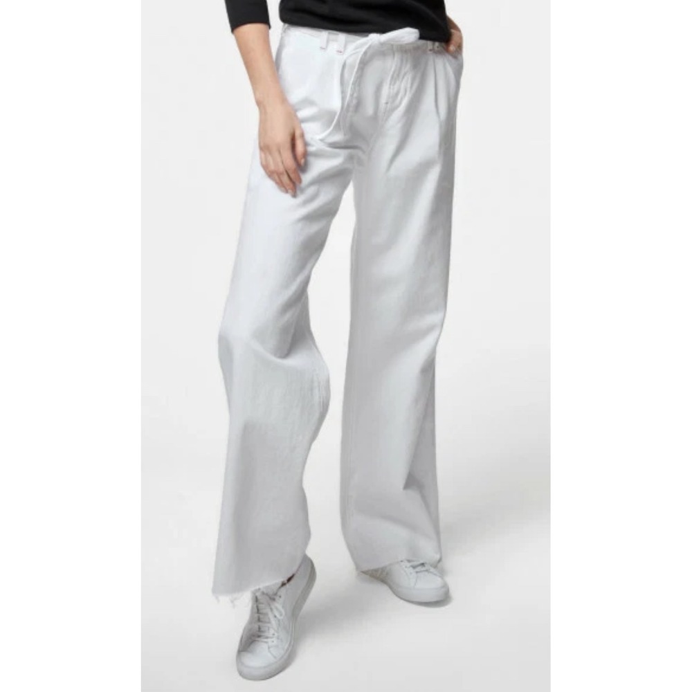 J Brand White Wide Leg Crop Jeans Paperbag Waist Casual Size 32 - Picture 3 of 12